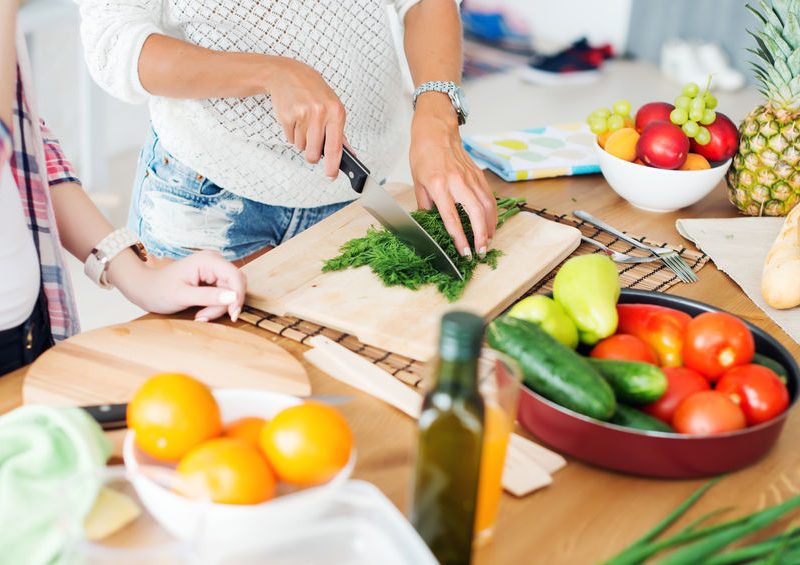 Prepping food to cook