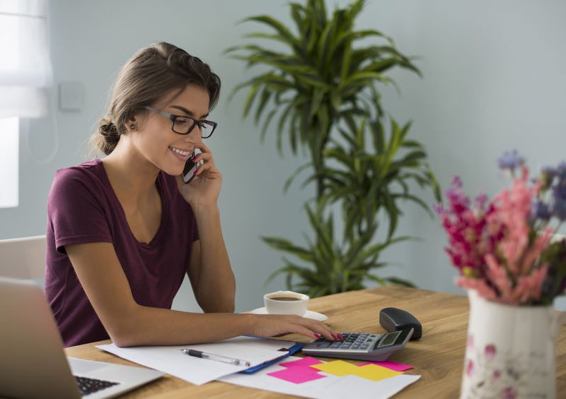 Busy Accountant Working At Home