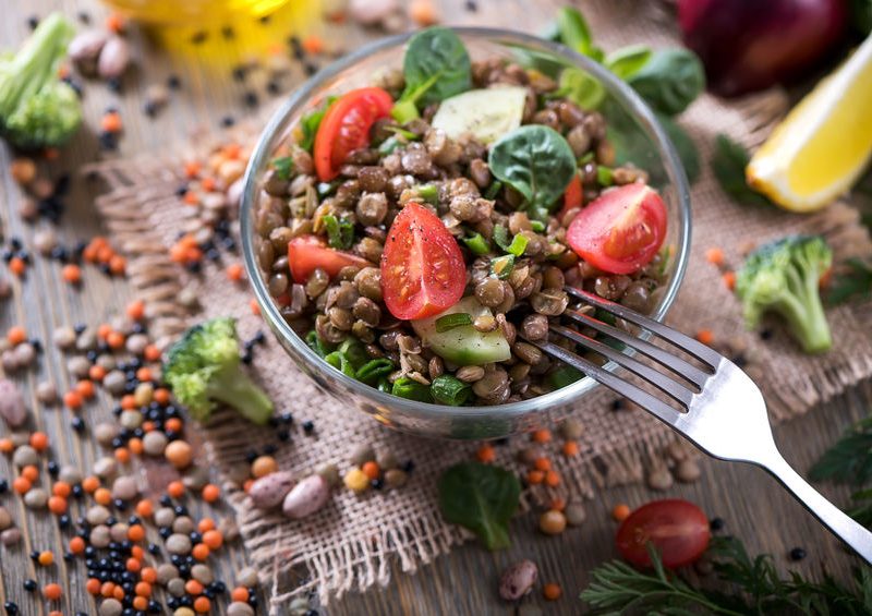 Lentil salad with veggies