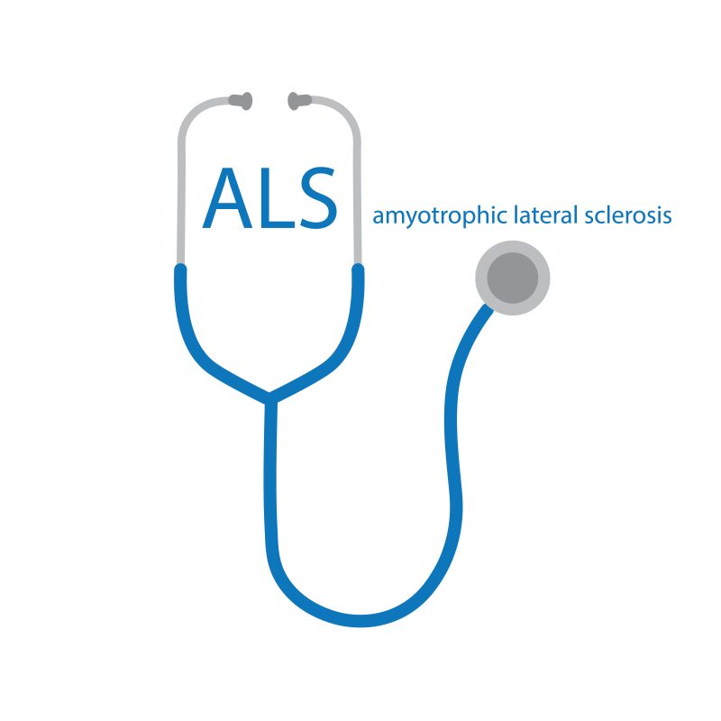 ALS Amyotrophic Lateral Sclerosis Text And Stethoscope Icon Vec