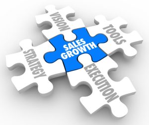 Sales Growth Puzzle Pieces Vision Strategy Tools Execution