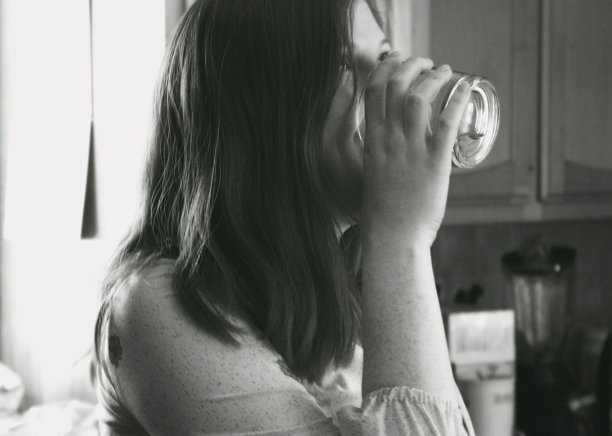 woman drinking water
